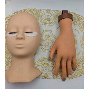 Eyelash extension kit mannequin face and hand mannequin for nail practice USED